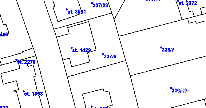 Parcela st. 337/6 v KÚ Brandýs nad Labem, Katastrální mapa