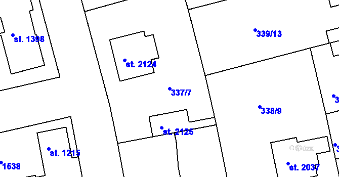 Parcela st. 337/7 v KÚ Brandýs nad Labem, Katastrální mapa