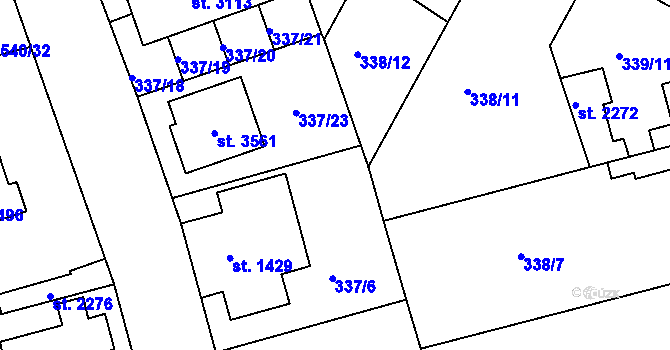 Parcela st. 337/8 v KÚ Brandýs nad Labem, Katastrální mapa