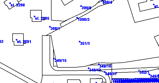 Parcela st. 351/1 v KÚ Brandýs nad Labem, Katastrální mapa