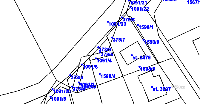 Parcela st. 378/5 v KÚ Brandýs nad Labem, Katastrální mapa