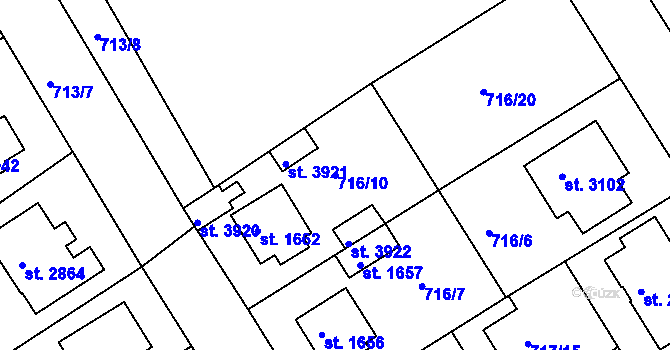Parcela st. 716/10 v KÚ Brandýs nad Labem, Katastrální mapa