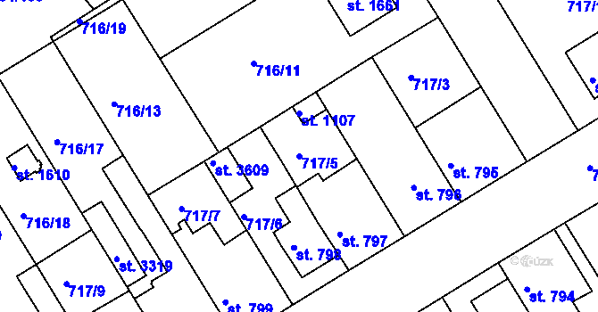 Parcela st. 717/5 v KÚ Brandýs nad Labem, Katastrální mapa