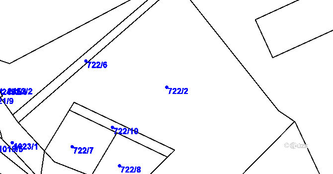 Parcela st. 722/2 v KÚ Brandýs nad Labem, Katastrální mapa