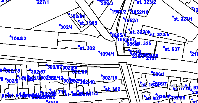 Parcela st. 1094/1 v KÚ Brandýs nad Labem, Katastrální mapa