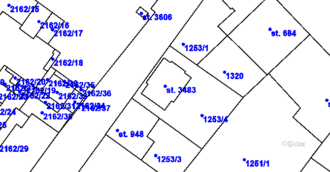 Parcela st. 3483 v KÚ Brandýs nad Labem, Katastrální mapa