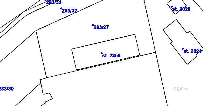 Parcela st. 2858 v KÚ Brandýs nad Labem, Katastrální mapa