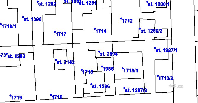 Parcela st. 2894 v KÚ Brandýs nad Labem, Katastrální mapa