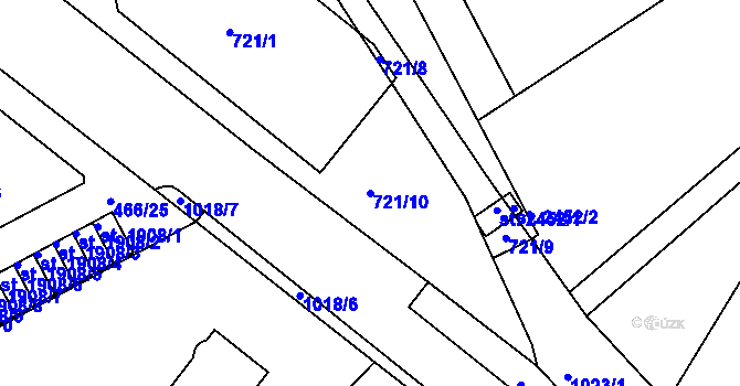 Parcela st. 721/10 v KÚ Brandýs nad Labem, Katastrální mapa