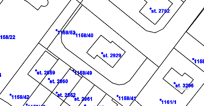 Parcela st. 2929 v KÚ Brandýs nad Labem, Katastrální mapa