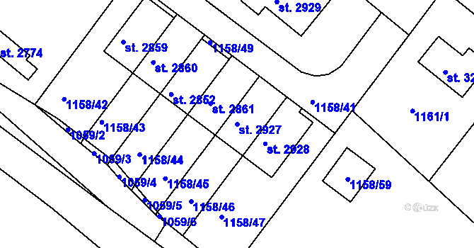 Parcela st. 2927 v KÚ Brandýs nad Labem, Katastrální mapa