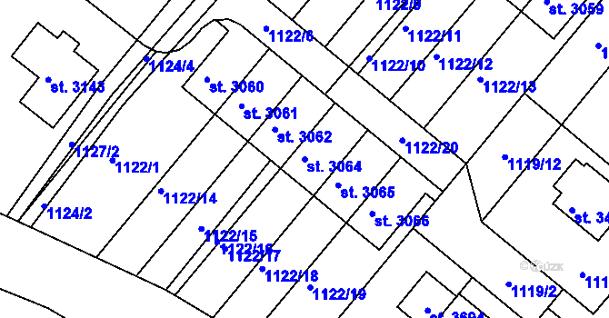 Parcela st. 3064 v KÚ Brandýs nad Labem, Katastrální mapa
