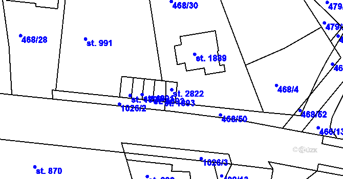 Parcela st. 2822 v KÚ Brandýs nad Labem, Katastrální mapa