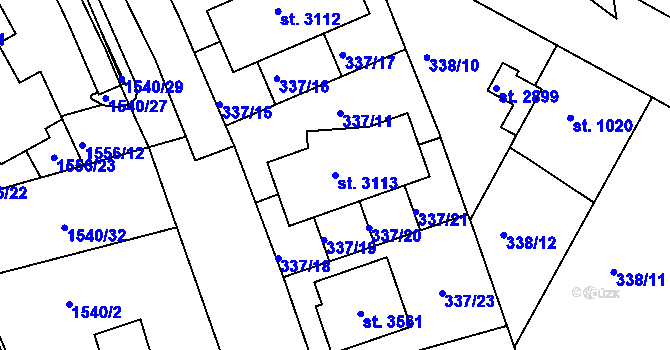 Parcela st. 3113 v KÚ Brandýs nad Labem, Katastrální mapa