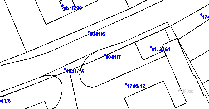 Parcela st. 1041/7 v KÚ Brandýs nad Labem, Katastrální mapa