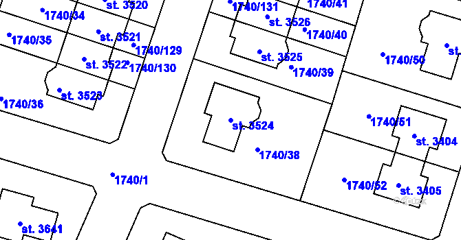 Parcela st. 3524 v KÚ Brandýs nad Labem, Katastrální mapa