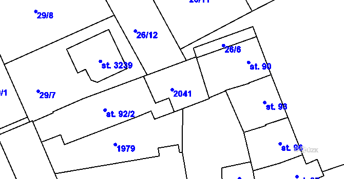 Parcela st. 2041 v KÚ Brandýs nad Labem, Katastrální mapa