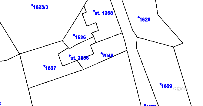 Parcela st. 2049 v KÚ Brandýs nad Labem, Katastrální mapa