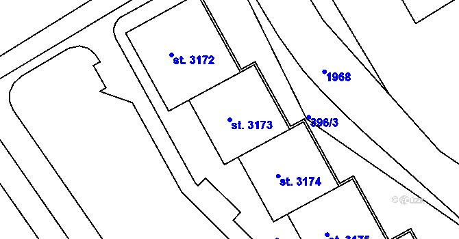 Parcela st. 3173 v KÚ Brandýs nad Labem, Katastrální mapa