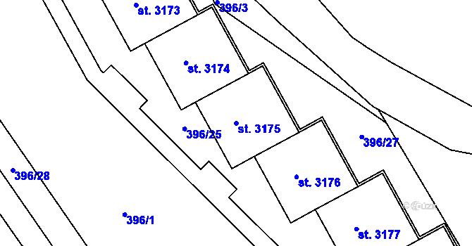 Parcela st. 3175 v KÚ Brandýs nad Labem, Katastrální mapa