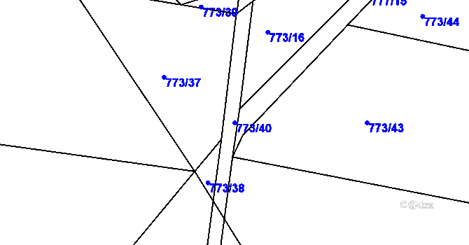 Parcela st. 773/40 v KÚ Brandýs nad Labem, Katastrální mapa