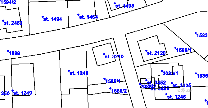 Parcela st. 3210 v KÚ Brandýs nad Labem, Katastrální mapa