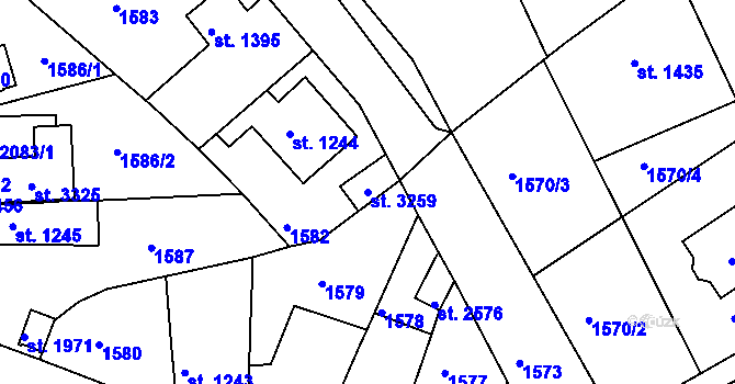 Parcela st. 3259 v KÚ Brandýs nad Labem, Katastrální mapa