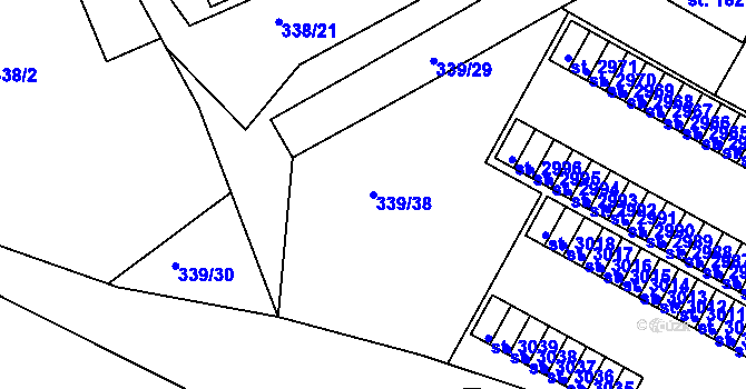Parcela st. 339/38 v KÚ Brandýs nad Labem, Katastrální mapa