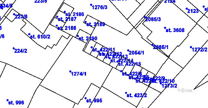 Parcela st. 422/13 v KÚ Brandýs nad Labem, Katastrální mapa