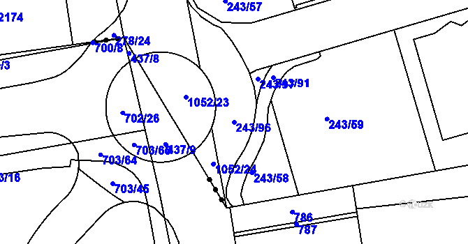 Parcela st. 243/96 v KÚ Brandýs nad Labem, Katastrální mapa