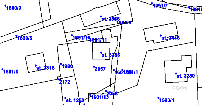 Parcela st. 3285 v KÚ Brandýs nad Labem, Katastrální mapa