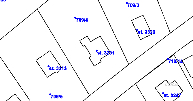 Parcela st. 3291 v KÚ Brandýs nad Labem, Katastrální mapa