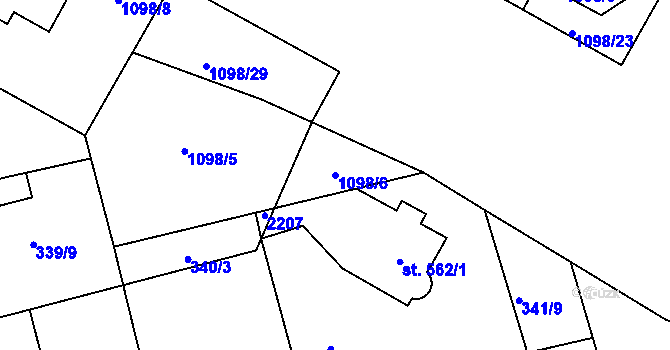 Parcela st. 1098/6 v KÚ Brandýs nad Labem, Katastrální mapa