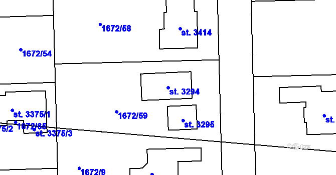 Parcela st. 3294 v KÚ Brandýs nad Labem, Katastrální mapa