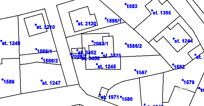Parcela st. 3325 v KÚ Brandýs nad Labem, Katastrální mapa