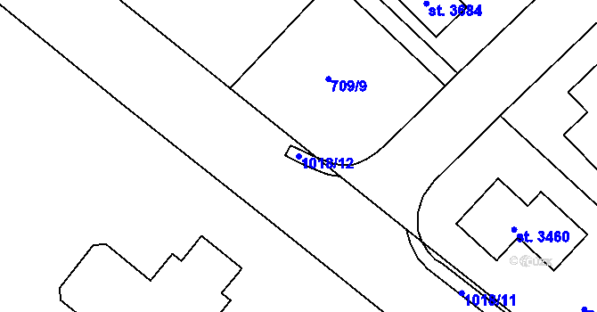 Parcela st. 1018/12 v KÚ Brandýs nad Labem, Katastrální mapa