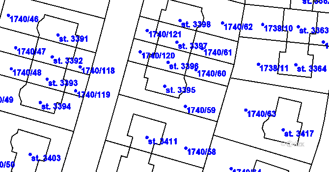 Parcela st. 3395 v KÚ Brandýs nad Labem, Katastrální mapa