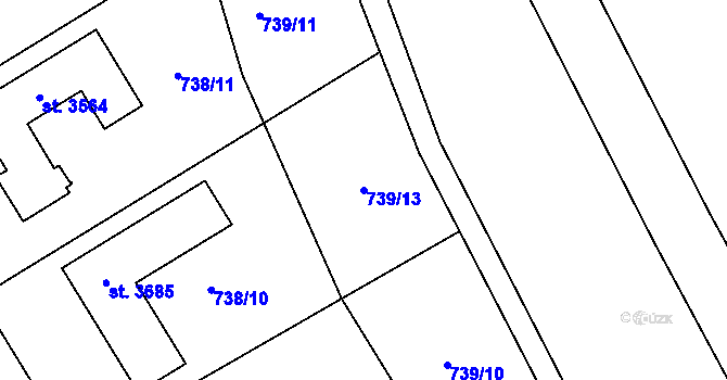 Parcela st. 739/13 v KÚ Brandýs nad Labem, Katastrální mapa