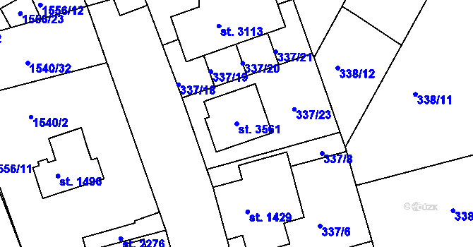 Parcela st. 3561 v KÚ Brandýs nad Labem, Katastrální mapa