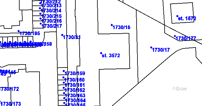 Parcela st. 3572 v KÚ Brandýs nad Labem, Katastrální mapa