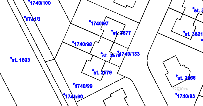Parcela st. 3578 v KÚ Brandýs nad Labem, Katastrální mapa