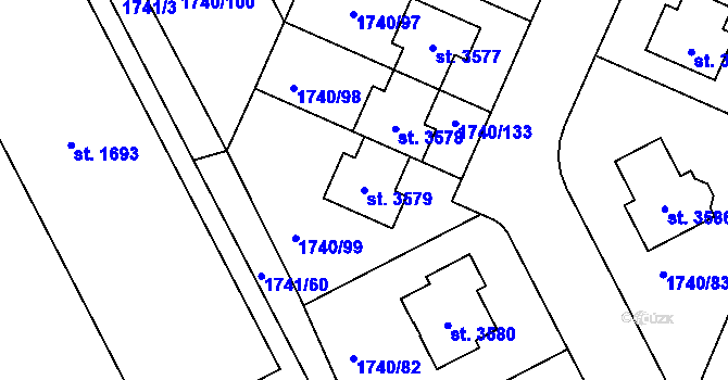 Parcela st. 3579 v KÚ Brandýs nad Labem, Katastrální mapa