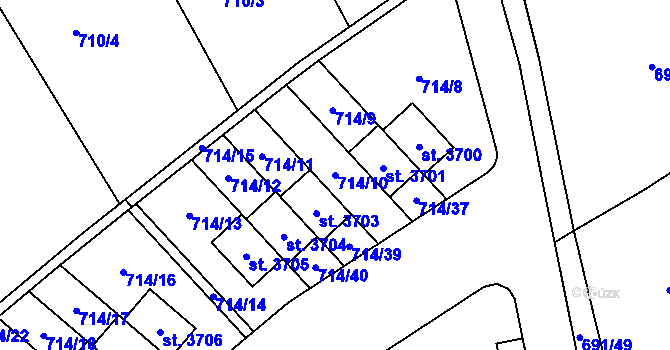 Parcela st. 714/10 v KÚ Brandýs nad Labem, Katastrální mapa
