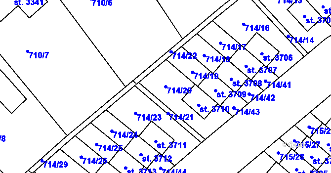 Parcela st. 714/20 v KÚ Brandýs nad Labem, Katastrální mapa