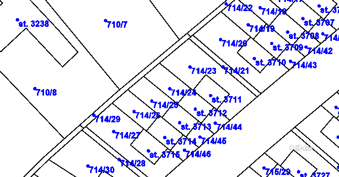 Parcela st. 714/24 v KÚ Brandýs nad Labem, Katastrální mapa