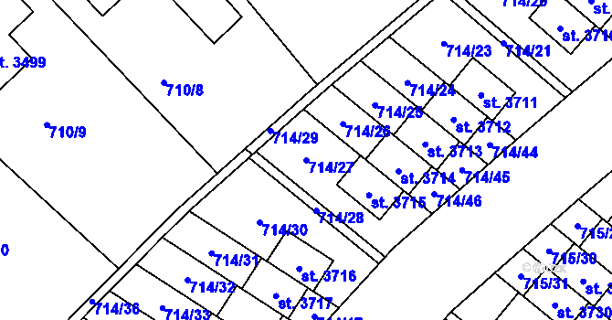 Parcela st. 714/27 v KÚ Brandýs nad Labem, Katastrální mapa