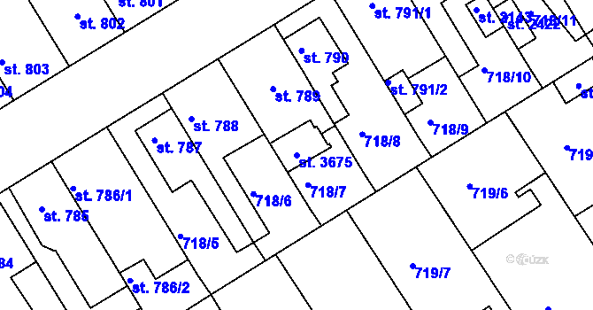 Parcela st. 3675 v KÚ Brandýs nad Labem, Katastrální mapa
