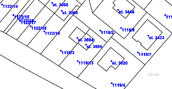 Parcela st. 3695 v KÚ Brandýs nad Labem, Katastrální mapa