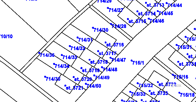 Parcela st. 3717 v KÚ Brandýs nad Labem, Katastrální mapa