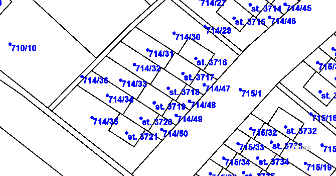 Parcela st. 3718 v KÚ Brandýs nad Labem, Katastrální mapa